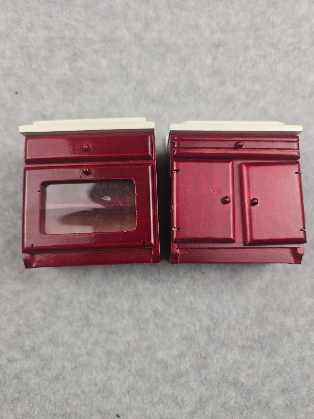 Vintage 1:12 Dollhouse Miniature Wooden Kitchen Set Stove Sink Cabinet Speckled